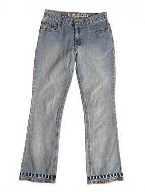 Vtg Y2K Mudd Jeans Girls Size 9 Slim Light Wash Bootcut Flare Jeans Blue